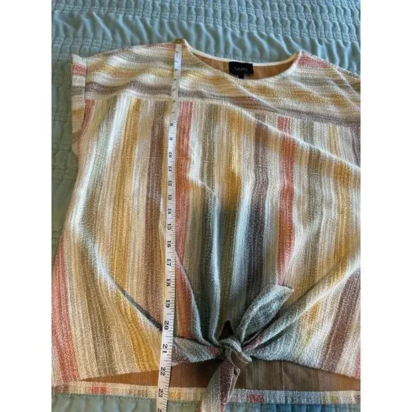 W5 Women's Medium Tie Front Top Fall Autumn Cottagecore Boho Retro - Picture 8 of 8